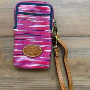 Fossil Phone Wallet Wristlet Pink with Multicolors